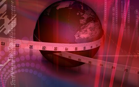 Digital illustration of Tape and earth in colour background	の写真素材