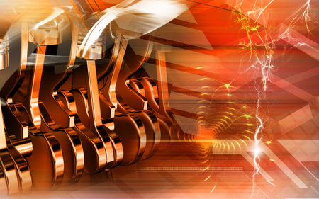Digital illustration of pistons working in a five stroke engine	