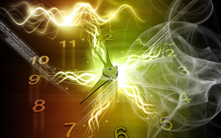 Digital illustration of gears in a watch in colour background	