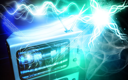 Digital illustration of a television monitor in light 	