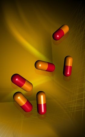 Digital illustration  of capsule in colour backgroundの写真素材