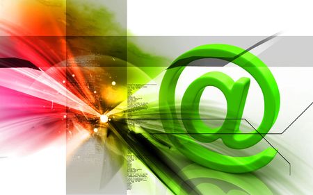 Digital illustration of at the rate symbol in colour background	の写真素材