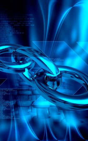 Digital illustration of chain  symbol in colour background	の写真素材