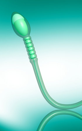 Digital illustration of  sperm  in colour background 	