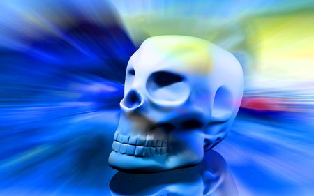 Digital illustration  of  skull  in   colour background 	の写真素材