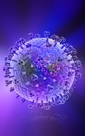 Digital illustration of  avian virus in colour  background	の写真素材