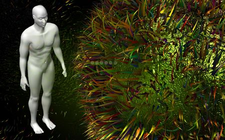 Digital illustration of  human body in colour  background 	の写真素材