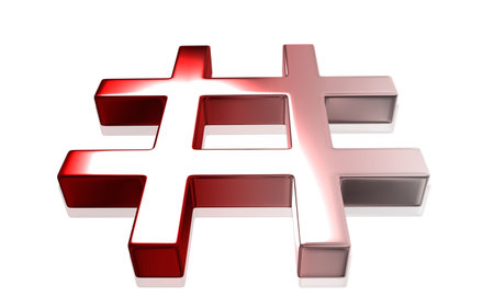 Digital illustration of hash key sign in isolated background	の写真素材