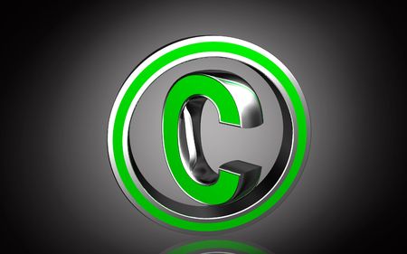 Digital illustration of copy right symbol in colour background	の写真素材