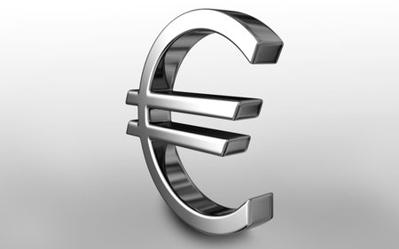 Digital illustration of euro sign in isolated backgroundの写真素材