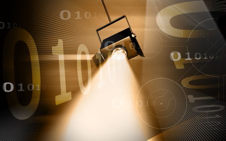 Digital illustration of  spot light in colour background	の写真素材