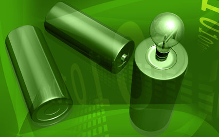 Digital illustration of bulb is ignited by cell	の写真素材