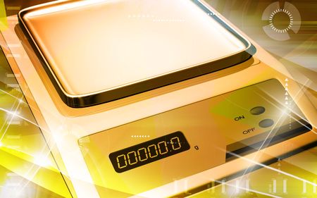Digital illustration of Electronic  balance in colour background	の写真素材