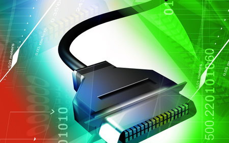 Digital illustration of data cable in colour background	