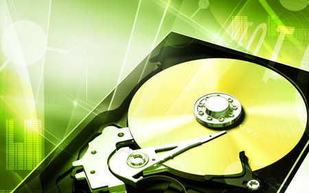 Digital illustration of compact disc reader in colour background	