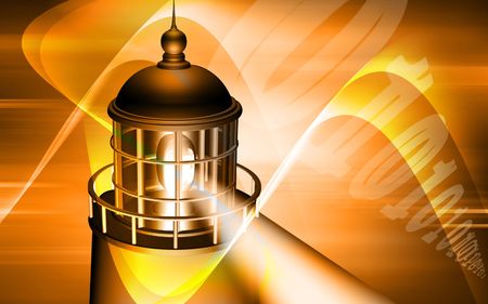 Digital illustration of a light house in colour background	の写真素材