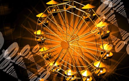Digital illustration of  giant wheel  in colour background	の写真素材
