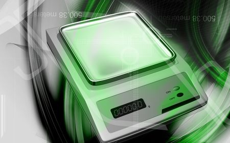Digital illustration of Electronic  balance in colour background	の写真素材