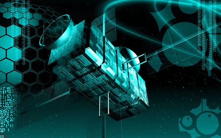 Digital illustration of satellite in colour background 	の写真素材