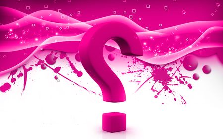 Digital illustration of question mark sign in colour background	の写真素材