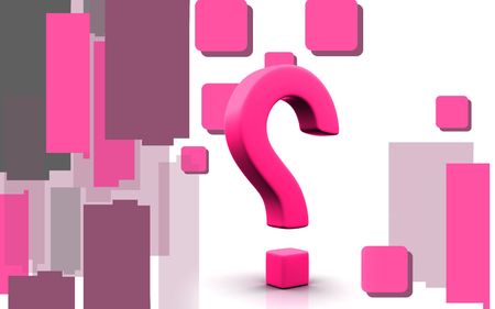 Digital illustration of question mark sign in colour background	の写真素材