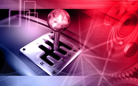 Digital illustration of a vehicle gear lever movement in colour background 	の写真素材
