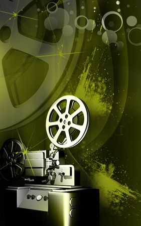 Digital illustration of a vintage projector  in colour background 	の写真素材