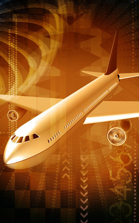 Digital illustration of Aeroplane with colour background	の写真素材