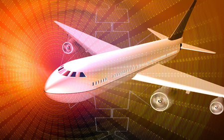 Digital illustration of Aeroplane with colour background	