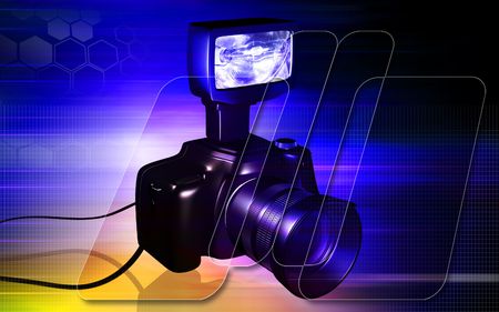 Digital illustration of a camera in colour background	の写真素材