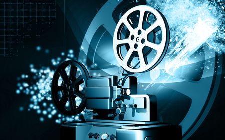 Digital illustration of vintage projector in colour background	の写真素材