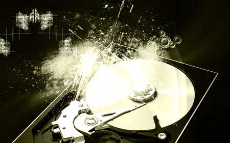 Digital illustration of compact disc reader in colour background	