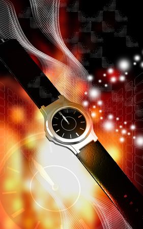 Digital illustration of a watch in colour background	の写真素材