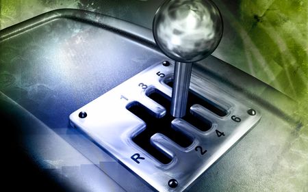 Digital illustration of a vehicle gear lever movement in colour background 	の写真素材