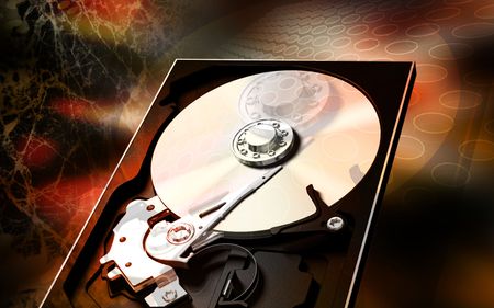 Digital illustration of compact disc reader in colour background	の写真素材