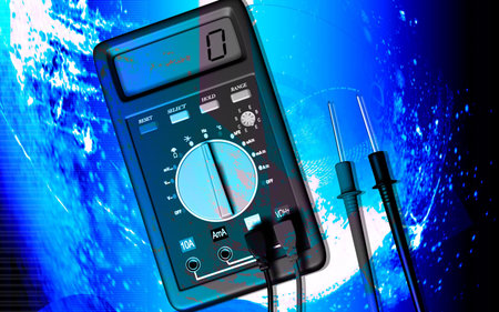 Digital illustration of  a multi meter in colour background 	