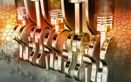 Digital illustration of pistons working engines in colour background の写真素材
