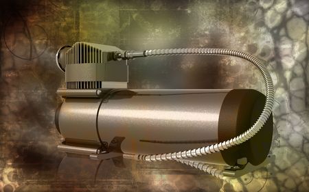Digital illustration of air compressor in colour background	の写真素材