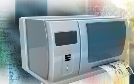 Digital illustration of  a Label writer in colour background 	