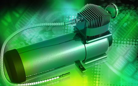 Digital illustration of air compressor in colour background	の写真素材