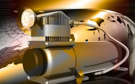 Digital illustration of air compressor in colour background	の写真素材