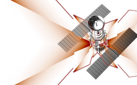 Digital illustration of satellite in colour background 	の写真素材