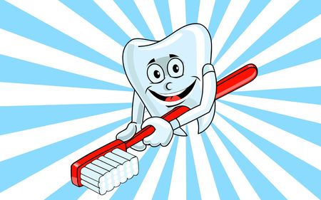 Illustration of a teeth and brush  with background  	の写真素材