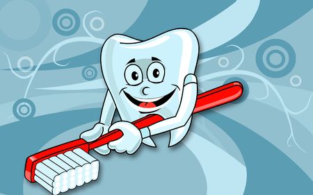 Illustration of a teeth and brush  with background  	の写真素材