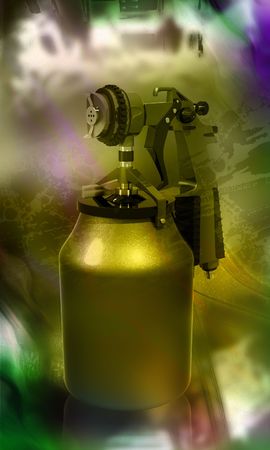 Digital illustration of nozzle spray gun in colour background	の写真素材