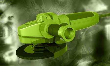 Digital illustration of angle grinder in colour background	の写真素材