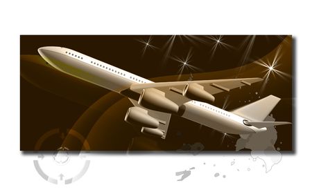 Digital illustration of Aeroplane with colour background	の写真素材