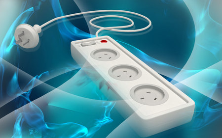 Digital illustration of extension cord  in colour background	