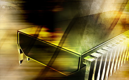 Digital illustration of  a computer chip in colour background	