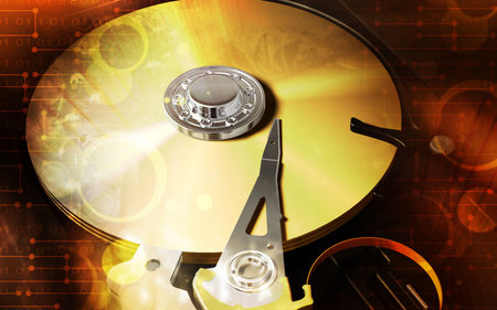 Digital illustration of compact disc reader in colour background	